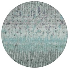 Machine Washable Indoor/Outdoor Chantille ACN2406 Teal 8' x 8' Round Rug