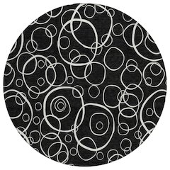 Machine Washable Indoor/Outdoor Chantille ACN2407 Black 8' x 8' Round Rug