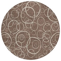 Machine Washable Indoor/Outdoor Chantille ACN2407 Brown 8' x 8' Round Rug