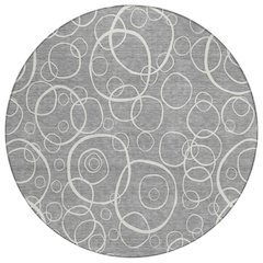 Machine Washable Indoor/Outdoor Chantille ACN2407 Gray 8' x 8' Round Rug