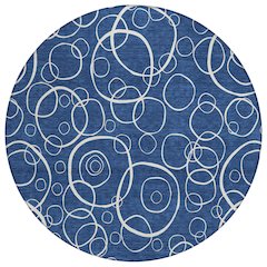 Machine Washable Indoor/Outdoor Chantille ACN2407 Blue 8' x 8' Round Rug