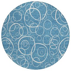 Machine Washable Indoor/Outdoor Chantille ACN2407 Teal 8' x 8' Round Rug