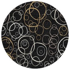 Machine Washable Indoor/Outdoor Chantille ACN2408 Black 8' x 8' Round Rug