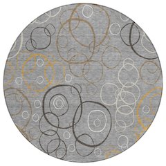 Machine Washable Indoor/Outdoor Chantille ACN2408 Gray 8' x 8' Round Rug