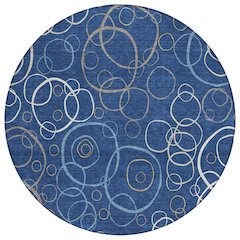 Machine Washable Indoor/Outdoor Chantille ACN2408 Blue 8' x 8' Round Rug