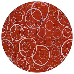 Machine Washable Indoor/Outdoor Chantille ACN2408 Red 8' x 8' Round Rug