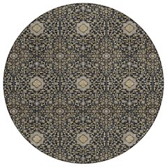 Machine Washable Indoor/Outdoor Chantille ACN2409 Black 8' x 8' Round Rug