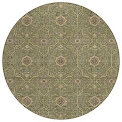 Machine Washable Indoor/Outdoor Chantille ACN2409 Green 8' x 8' Round Rug