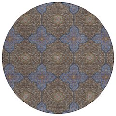 Machine Washable Indoor/Outdoor Chantille ACN2410 Brown 8' x 8' Round Rug