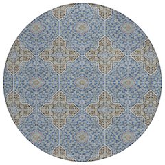 Machine Washable Indoor/Outdoor Chantille ACN2410 Blue 8' x 8' Round Rug