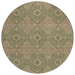 Machine Washable Indoor/Outdoor Chantille ACN2410 Green 8' x 8' Round Rug