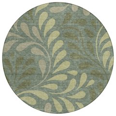 Machine Washable Indoor/Outdoor Chantille ACN2411 Green 8' x 8' Round Rug