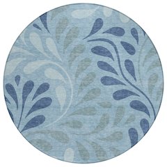 Machine Washable Indoor/Outdoor Chantille ACN2411 Blue 8' x 8' Round Rug
