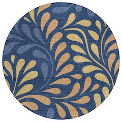 Machine Washable Indoor/Outdoor Chantille ACN2411 Blue 8' x 8' Round Rug
