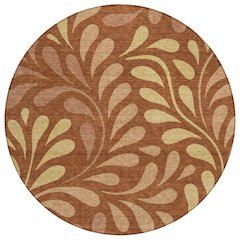 Machine Washable Indoor/Outdoor Chantille ACN2411 Orange 8' x 8' Round Rug