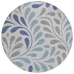 Machine Washable Indoor/Outdoor Chantille ACN2411 Gray 8' x 8' Round Rug