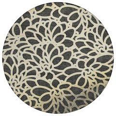 Machine Washable Indoor/Outdoor Chantille ACN2412 Black 8' x 8' Round Rug