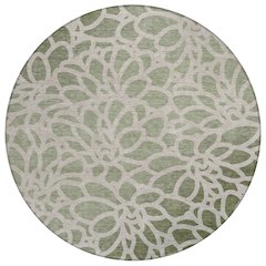 Machine Washable Indoor/Outdoor Chantille ACN2412 Green 8' x 8' Round Rug