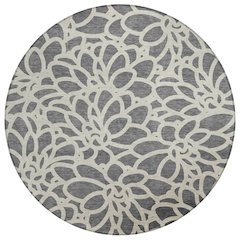 Machine Washable Indoor/Outdoor Chantille ACN2412 Gray 8' x 8' Round Rug