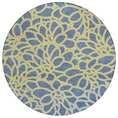 Machine Washable Indoor/Outdoor Chantille ACN2412 Blue 8' x 8' Round Rug