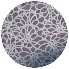 Machine Washable Indoor/Outdoor Chantille ACN2412 Purple 8' x 8' Round Rug