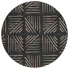 Machine Washable Indoor/Outdoor Chantille ACN2413 Black 8' x 8' Round Rug