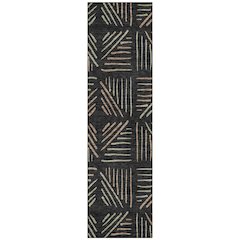 Machine Washable Indoor/Outdoor Chantille ACN2413 Black 2'3" x 7'6" Runner Rug