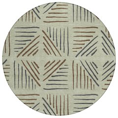 Machine Washable Indoor/Outdoor Chantille ACN2413 Green 8' x 8' Round Rug