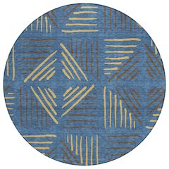 Machine Washable Indoor/Outdoor Chantille ACN2413 Blue 8' x 8' Round Rug
