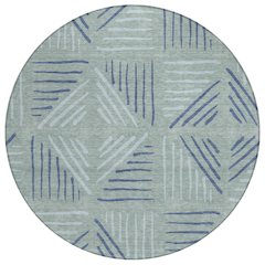 Machine Washable Indoor/Outdoor Chantille ACN2413 Blue 8' x 8' Round Rug