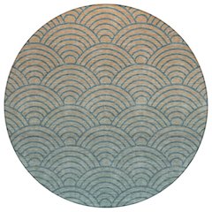 Machine Washable Indoor/Outdoor Chantille ACN2414 Teal 8' x 8' Round Rug