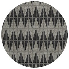 Machine Washable Indoor/Outdoor Chantille ACN2415 Black 8' x 8' Round Rug