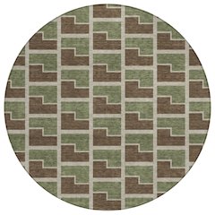 Machine Washable Indoor/Outdoor Chantille ACN2416 Brown 8' x 8' Round Rug