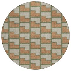 Machine Washable Indoor/Outdoor Chantille ACN2416 Orange 8' x 8' Round Rug