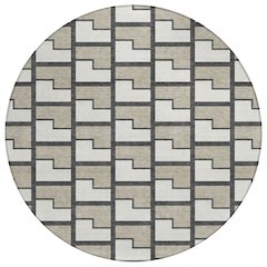 Machine Washable Indoor/Outdoor Chantille ACN2416 Ivory 8' x 8' Round Rug