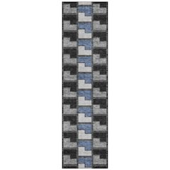 Machine Washable Indoor/Outdoor Chantille ACN2417 Black 2'3" x 7'6" Runner Rug