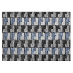 Machine Washable Indoor/Outdoor Chantille ACN2417 Black 1'8" x 2'6" Rug