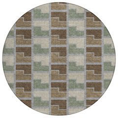 Machine Washable Indoor/Outdoor Chantille ACN2417 Brown 8' x 8' Round Rug