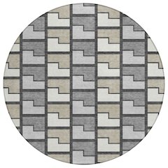 Machine Washable Indoor/Outdoor Chantille ACN2417 Ivory 8' x 8' Round Rug