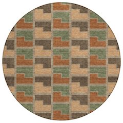 Machine Washable Indoor/Outdoor Chantille ACN2417 Orange 8' x 8' Round Rug