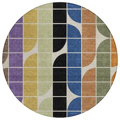Machine Washable Indoor/Outdoor Chantille ACN2418 Blue 8' x 8' Round Rug