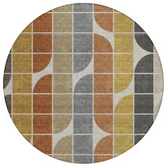 Machine Washable Indoor/Outdoor Chantille ACN2418 Brown 8' x 8' Round Rug