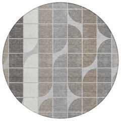 Machine Washable Indoor/Outdoor Chantille ACN2418 Gray 8' x 8' Round Rug