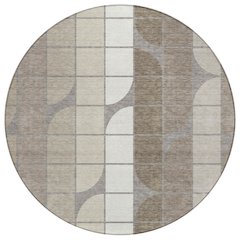 Machine Washable Indoor/Outdoor Chantille ACN2418 Brown 8' x 8' Round Rug