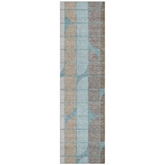 Machine Washable Indoor/Outdoor Chantille ACN2418 Teal 2'3" x 7'6" Runner Rug