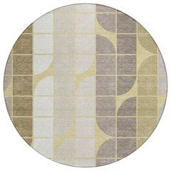 Machine Washable Indoor/Outdoor Chantille ACN2418 Gold 8' x 8' Round Rug