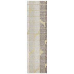 Machine Washable Indoor/Outdoor Chantille ACN2418 Gold 2'3" x 7'6" Runner Rug