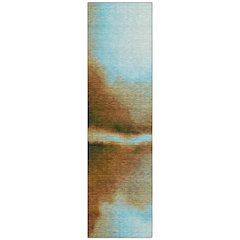 Machine Washable Indoor/Outdoor Chantille ACN2419 Blue 2'3" x 7'6" Runner Rug