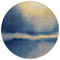 Machine Washable Indoor/Outdoor Chantille ACN2419 Blue 8' x 8' Round Rug