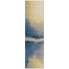 Machine Washable Indoor/Outdoor Chantille ACN2419 Blue 2'3" x 7'6" Runner Rug